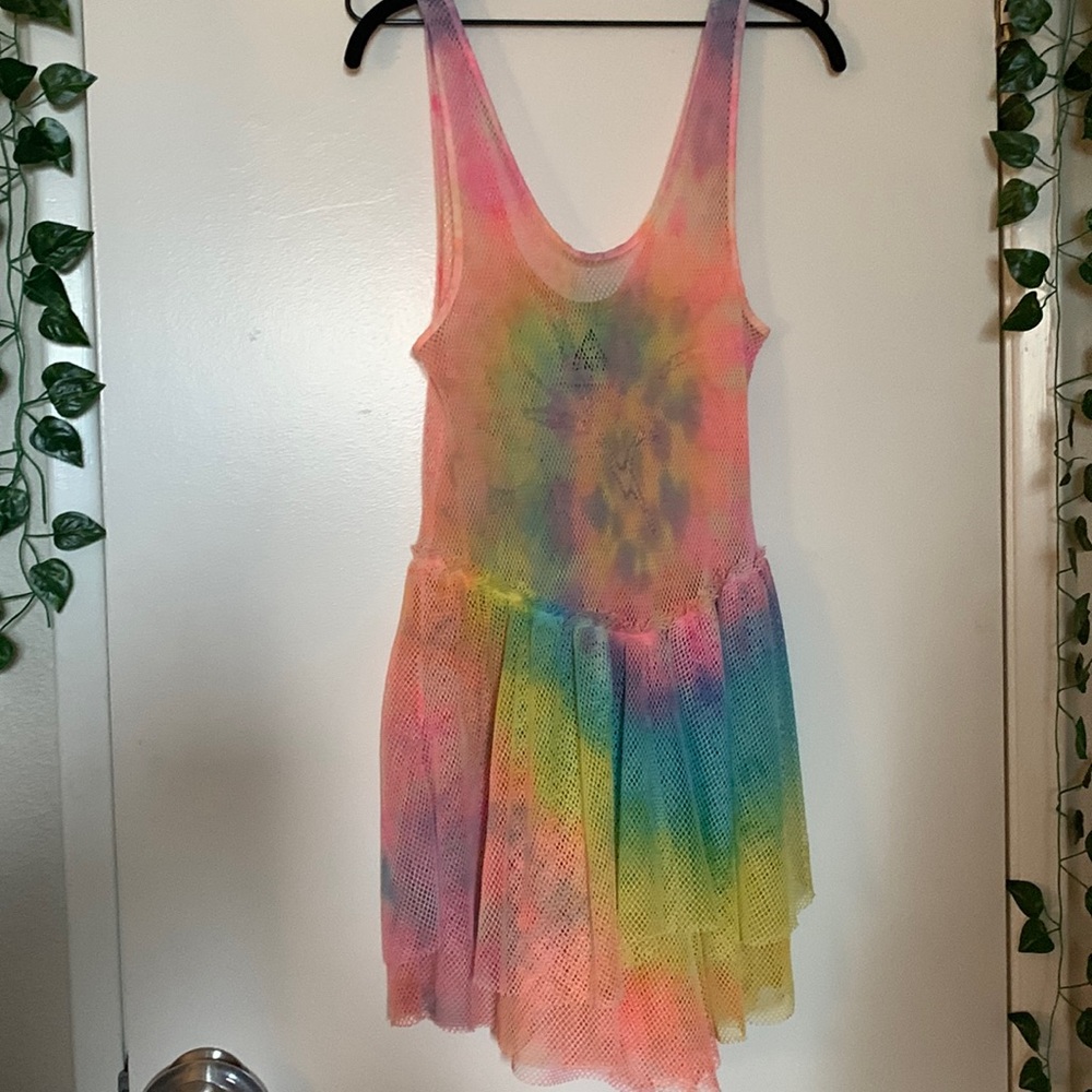 UNIF Rare tie dye diamond fishnet dress
